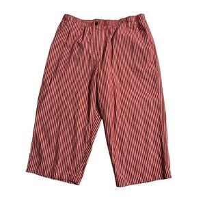 Allison Daley Capri Pants Women's Petite 14P Elastic Waist Red White striped